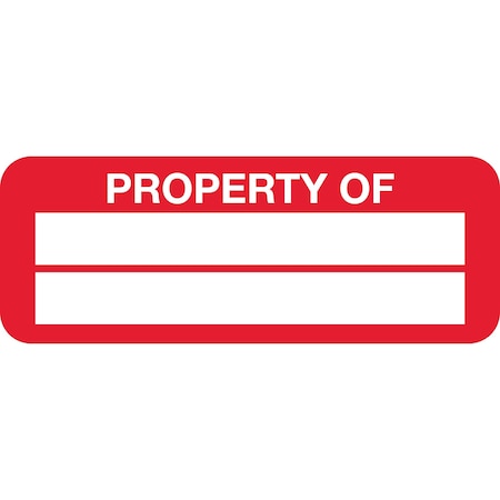 Lustre-Cal Property ID Label PROPERTY OF Polyester Dark Red 2in x 0.75in 2 Blank No Pads, 100PK 253744Pe2Rd0000